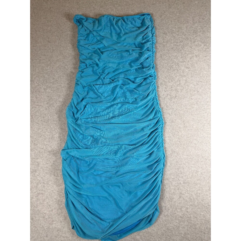 SYM Los Angeles Turquoise Ruched Body Con‎ Tube Dress  Womens Size M, SKU 163